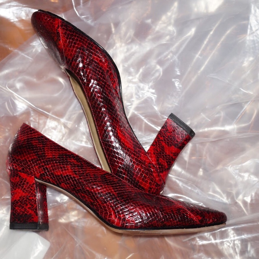 Snakeskin vintage block heels